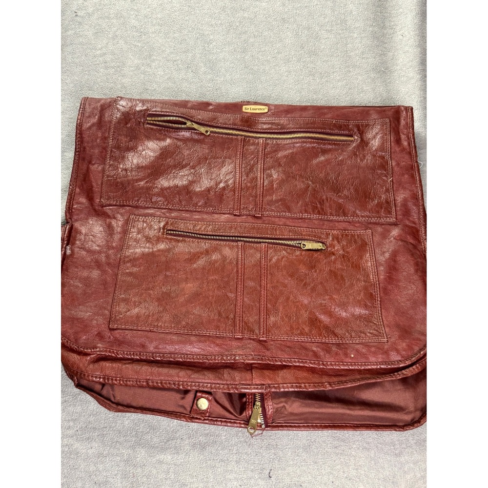 Vintage Sir Lawrence Mahogany Brown Leather Garment Bag Travel Suit Carrier
